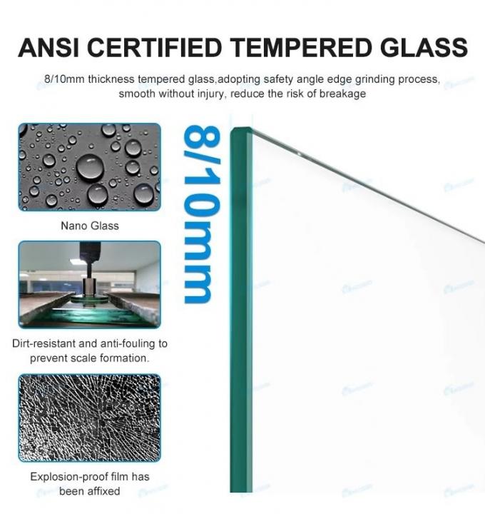 3/8′′ 1/2′′ 10mm 12mm Thick Colorless Transparent Clear Tempered Toughened Glass for Doors Balcony Handle Railing Partition