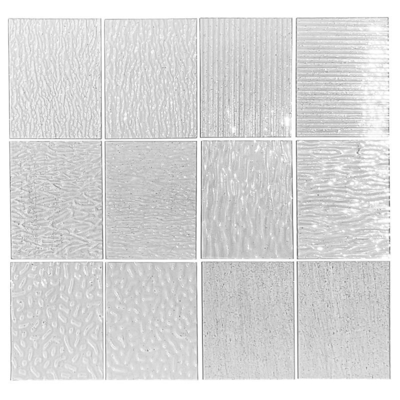 Moru Fluted Spotswood Rainbow Cathedral Satinlite Oceanic Aqualite Textured Pattern Bedraad Glas voor 5