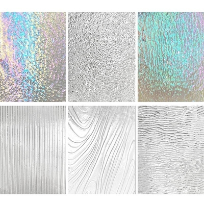 Moru Fluted Spotswood Rainbow Cathedral Satinlite Oceanic Aqualite Textured Pattern Bedraad Glas voor 5