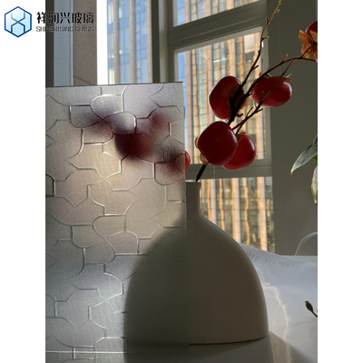 Aanpassen 6mm Gouden Geel Fusing Embossed Patroon Grolde Art Decor Glas voor badkamer