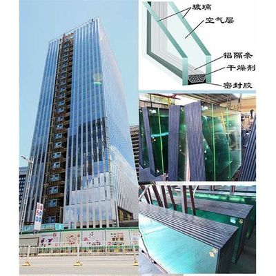 Plat reflecterend bekleed gehard drievoudig geglazuurd isolatieglas voor gordijnwandvenster