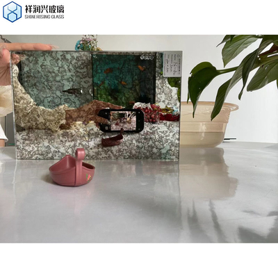 Zilveren afwerking Antieke spiegel Glas Grote vintage wandspiegel voor hotelwinkelmeubilair