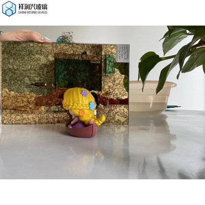 Op maat gemaakte techniek Vintage Decoratieve Roeste Spiegel Gelamineerd Glas Gouden Antiek